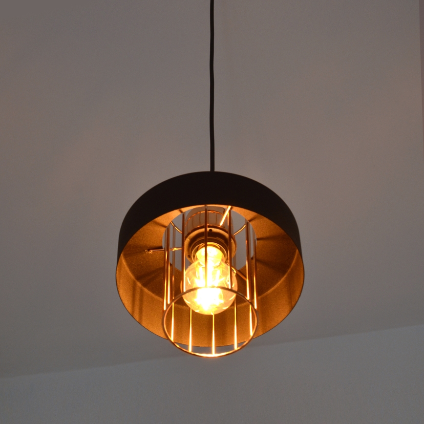 LED Lustr na lanku VOLTA 2xE27/15W/230V černá/rose gold