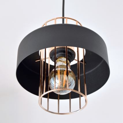 LED Lustr na lanku VOLTA 2xE27/15W/230V černá/rose gold