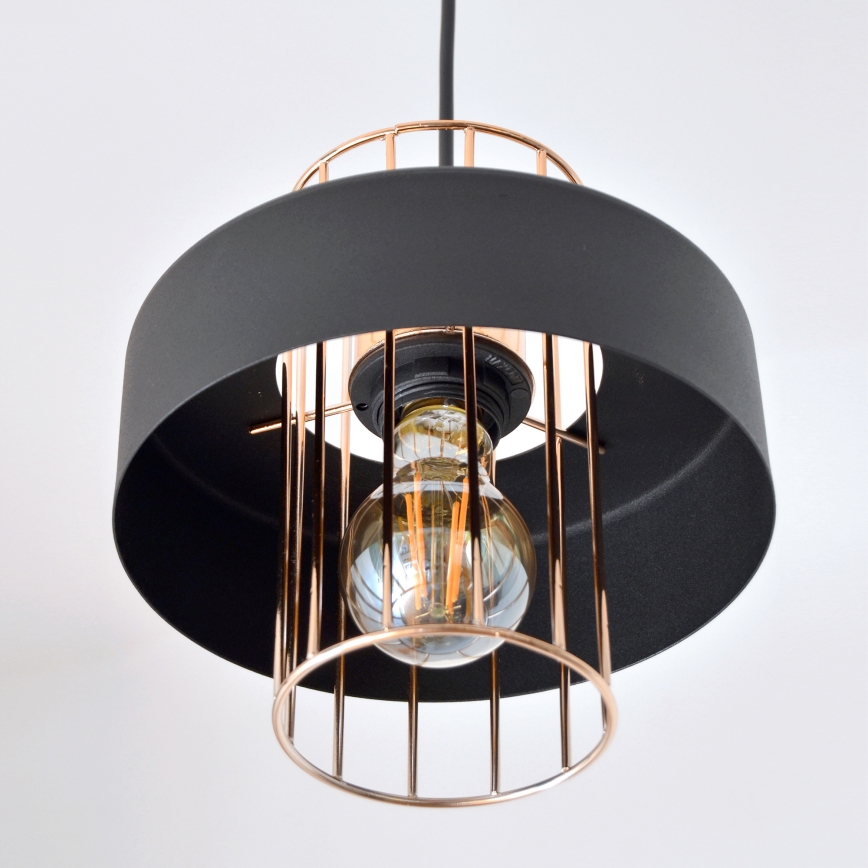 LED Lustr na lanku VOLTA 2xE27/15W/230V černá/rose gold