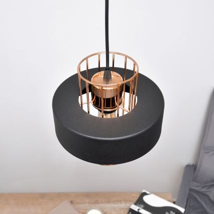 LED Lustr na lanku VOLTA 2xE27/15W/230V černá/rose gold