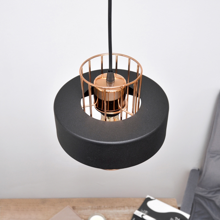 LED Lustr na lanku VOLTA 2xE27/15W/230V černá/rose gold