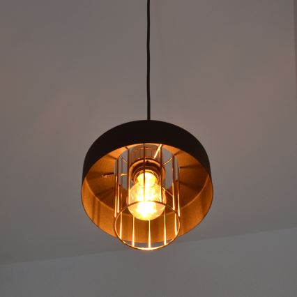 LED Lustr na lanku VOLTA 2xE27/15W/230V černá/zlatá
