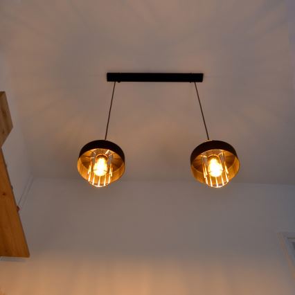 LED Lustr na lanku VOLTA 2xE27/15W/230V černá/zlatá