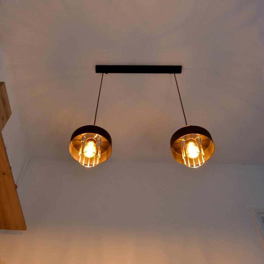 LED Lustr na lanku VOLTA 2xE27/15W/230V černá/zlatá
