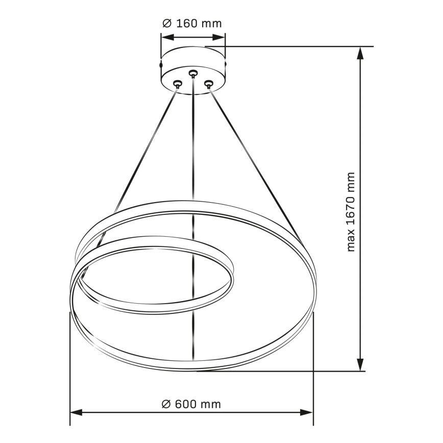 LED Lustr na lanku ZEFIRA LED/52W/230V 4000K pr. 60 cm antracit