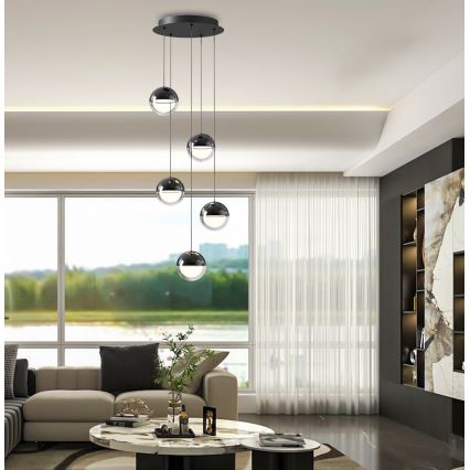 LED Lustr na lanku ZIREA LED/30W/230V černá