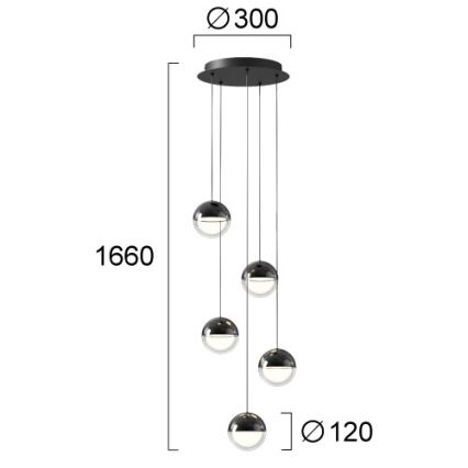 LED Lustr na lanku ZIREA LED/30W/230V černá