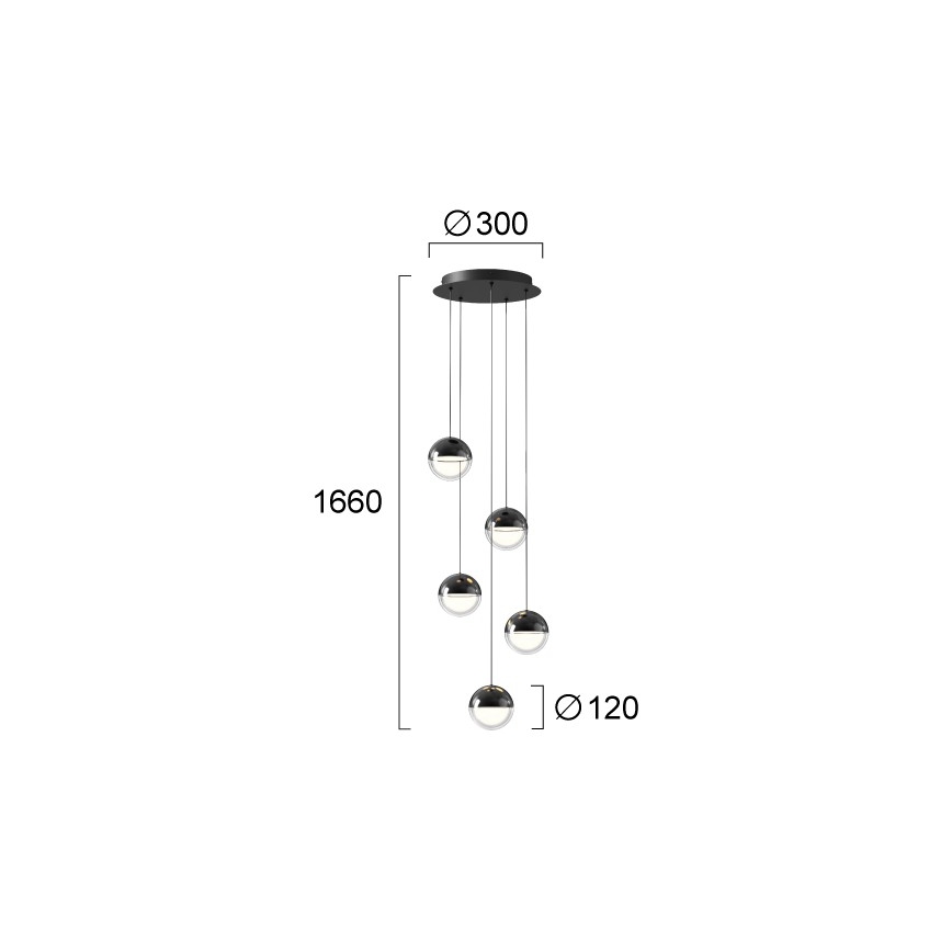 LED Lustr na lanku ZIREA LED/30W/230V černá
