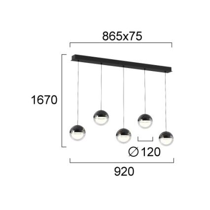 LED Lustr na lanku ZIREA LED/30W/230V černá
