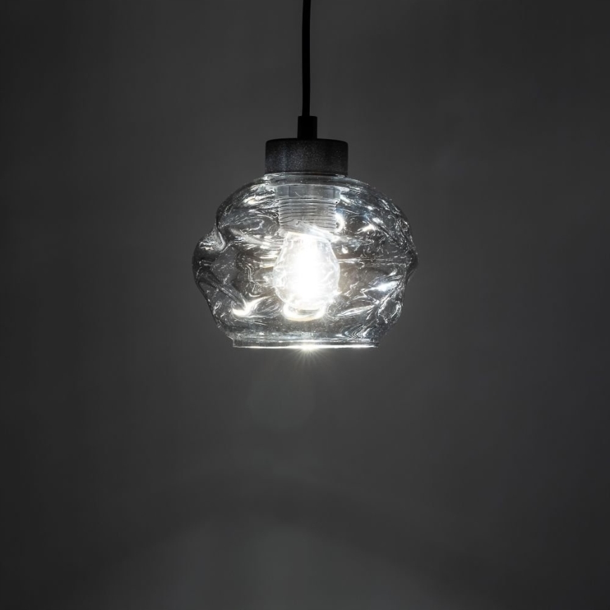LED Lustr na lanku ZULIA 1xE27/15W/230V černá/kouřová černá