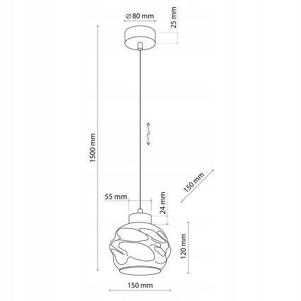 LED Lustr na lanku ZULIA 1xE27/15W/230V černá/kouřová černá