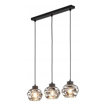 LED Lustr na lanku ZULIA 3xE27/15W/230V černá/kouřová černá