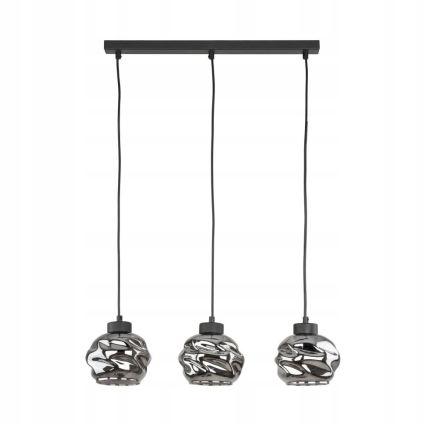LED Lustr na lanku ZULIA 3xE27/15W/230V černá/kouřová černá
