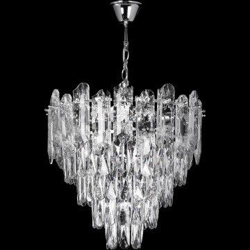 LED Lustr na řetězu 7xE27/60W/230V + 4xLED/6W pr. 40 cm lesklý chrom