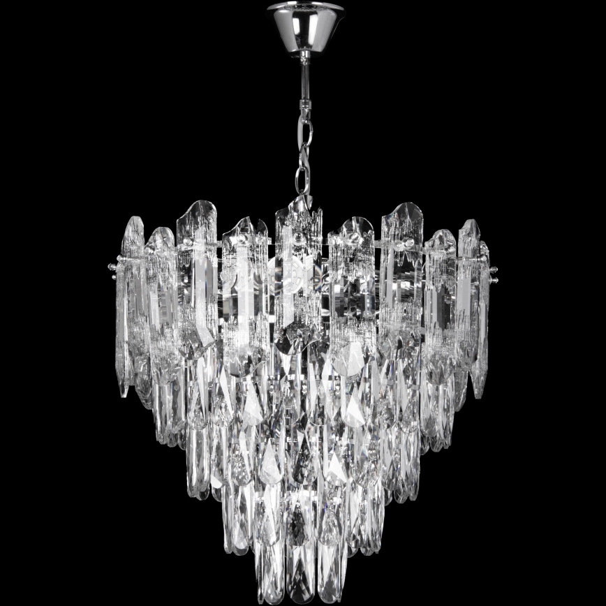 LED Lustr na řetězu 7xE27/60W/230V + 4xLED/6W pr. 40 cm lesklý chrom