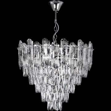 LED Lustr na řetězu 9xE27/60W/230V + 6xLED/6W pr. 50 cm lesklý chrom