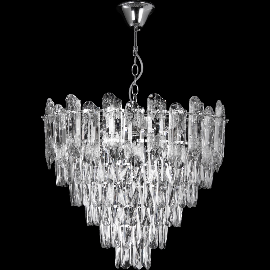LED Lustr na řetězu 9xE27/60W/230V + 6xLED/6W pr. 50 cm lesklý chrom