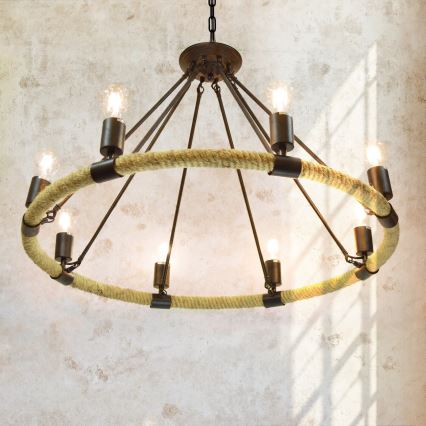 LED Lustr na řetězu ROPE ARTHUR 8xE27/6W/230V