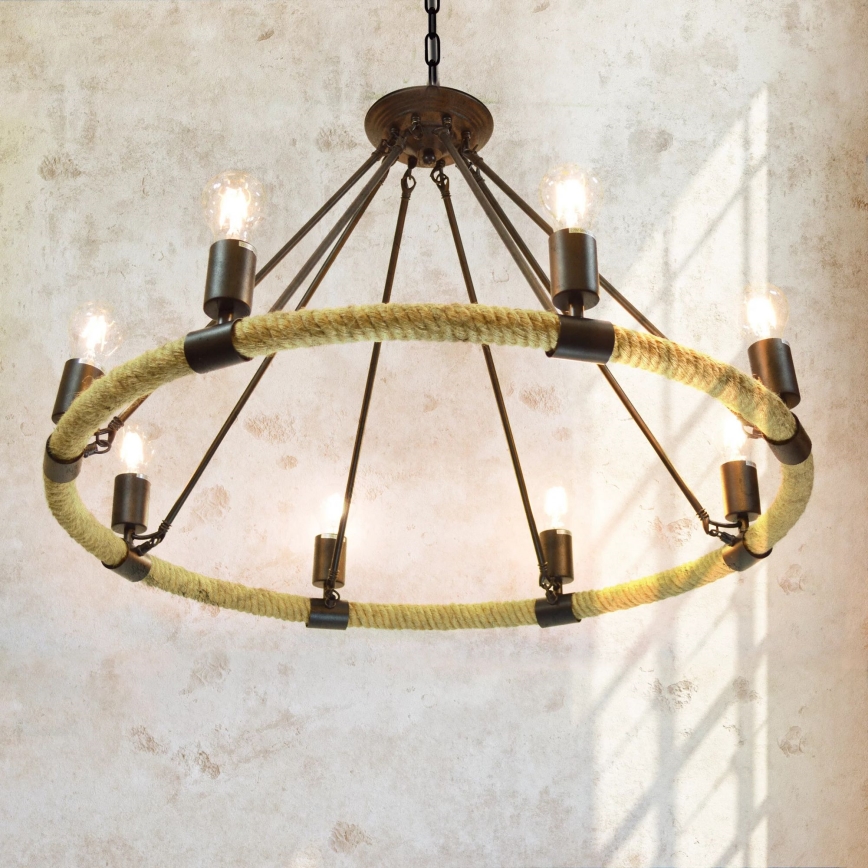 LED Lustr na řetězu ROPE ARTHUR 8xE27/6W/230V