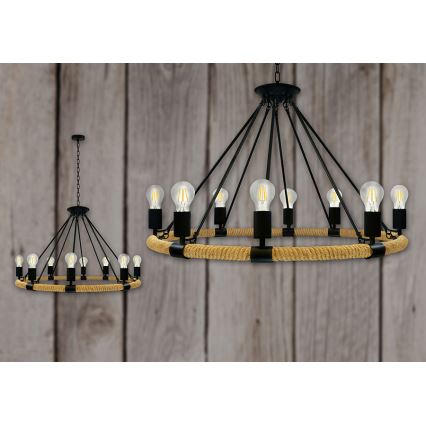 LED Lustr na řetězu ROPE ARTHUR 8xE27/6W/230V