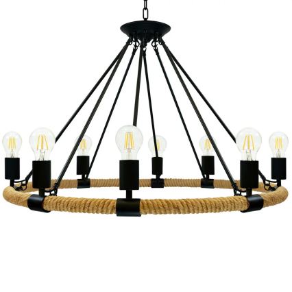 LED Lustr na řetězu ROPE ARTHUR 8xE27/6W/230V