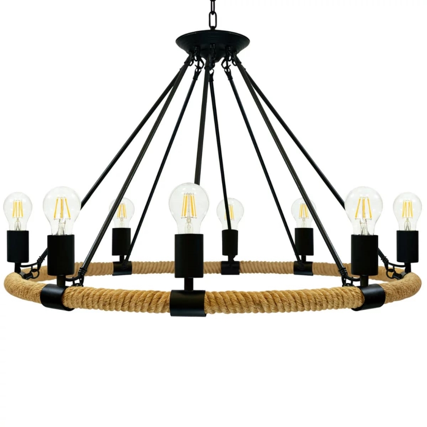 LED Lustr na řetězu ROPE ARTHUR 8xE27/6W/230V