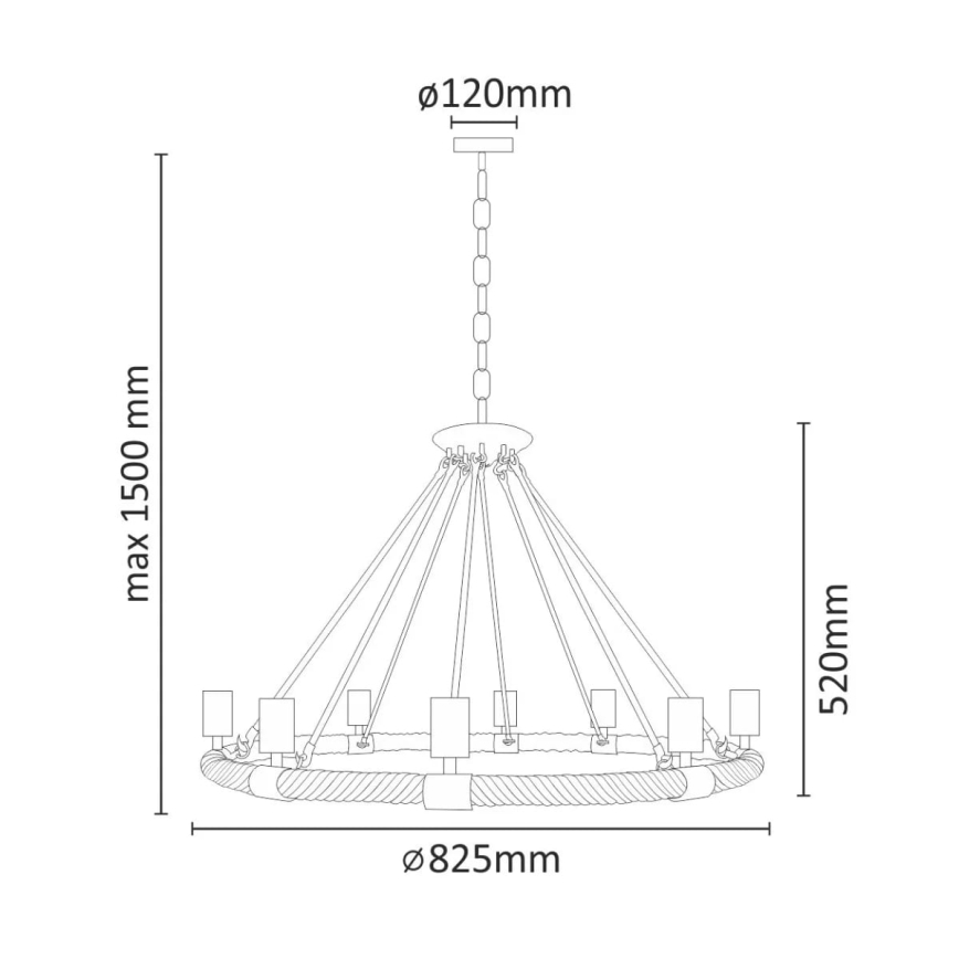 LED Lustr na řetězu ROPE ARTHUR 8xE27/6W/230V