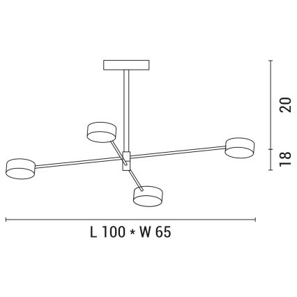 LED Lustr na tyči 4xLED/12W/230V 4000K zlatá