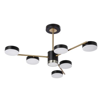 LED Lustr na tyči 6xLED/7W/230V + LED/6W 3000 - 6000K pr. 69 cm zlatá/černá