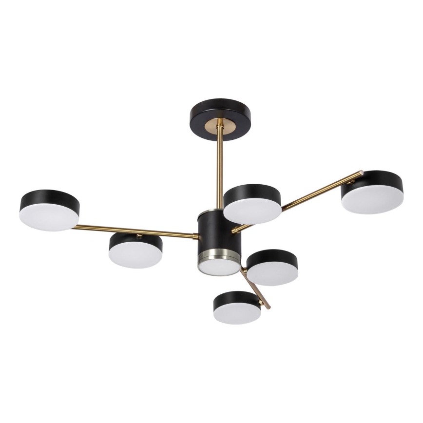 LED Lustr na tyči 6xLED/7W/230V + LED/6W 3000 - 6000K pr. 69 cm zlatá/černá