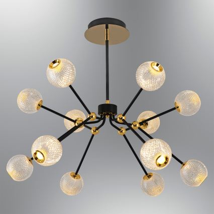 LED Lustr na tyči GELA 12xLED/5W/230V 3000K černá/zlatá