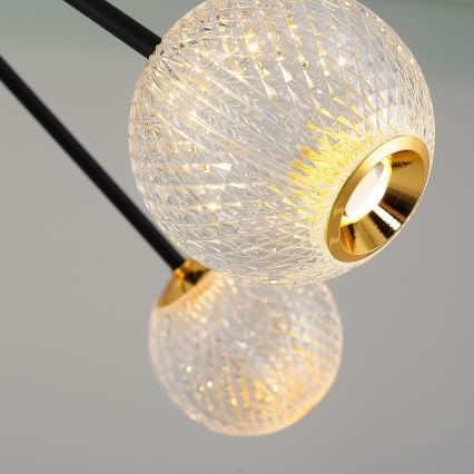LED Lustr na tyči GELA 12xLED/5W/230V 3000K černá/zlatá