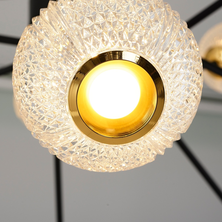 LED Lustr na tyči GELA 12xLED/5W/230V 3000K černá/zlatá