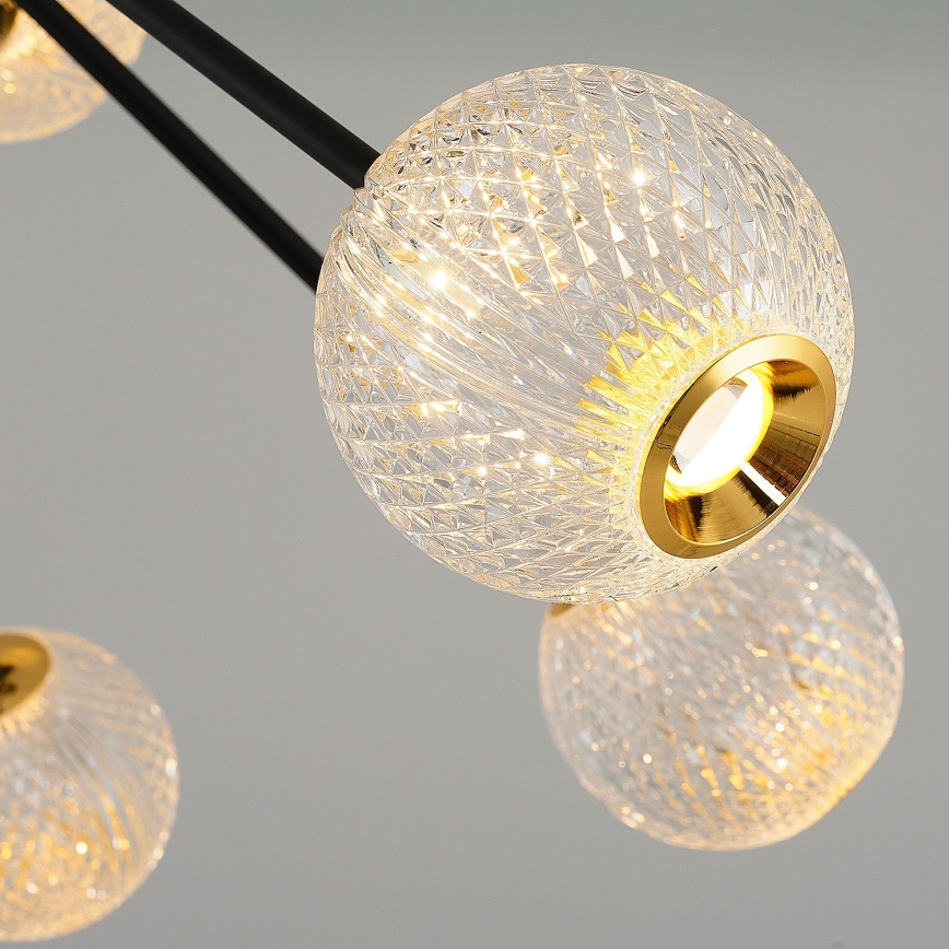 LED Lustr na tyči GELA 12xLED/5W/230V 3000K černá/zlatá