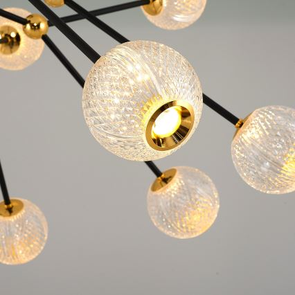 LED Lustr na tyči GELA 16xLED/5W/230V 3000K černá/zlatá