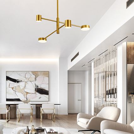 LED Lustr na tyči LED/24W/230V 3000K zlatá