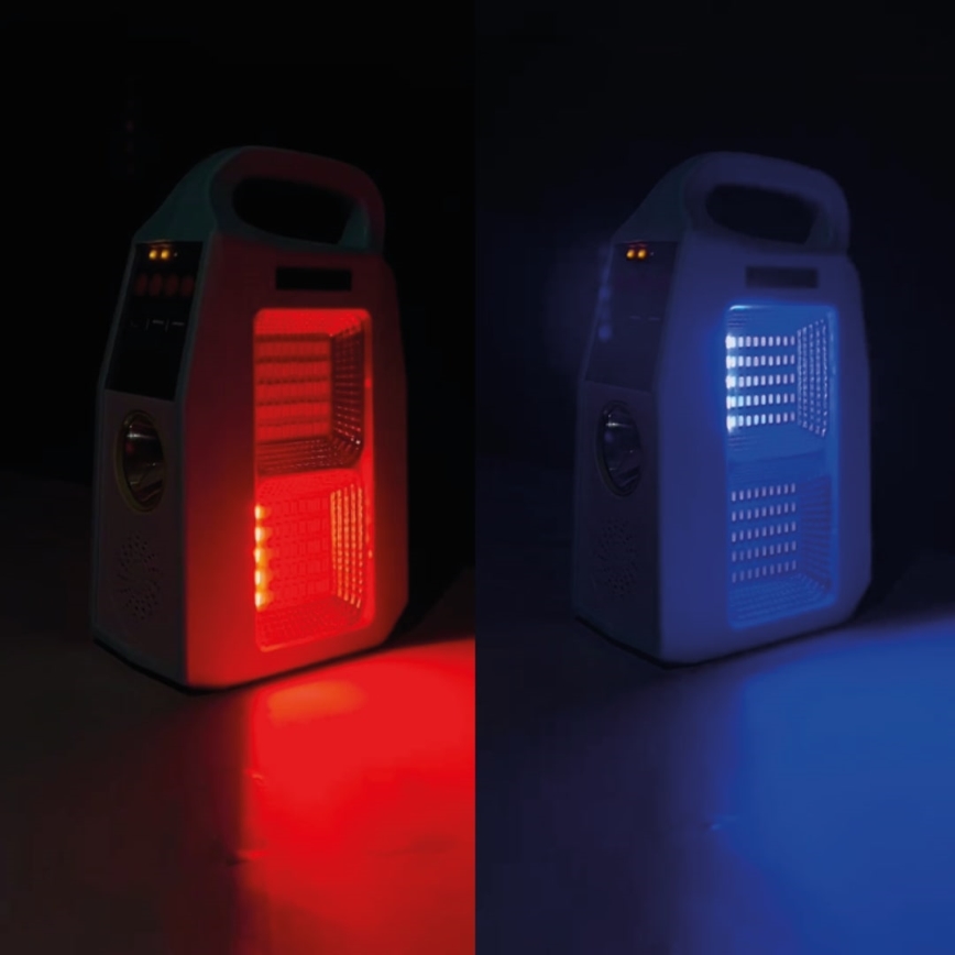 LED Multifunkční solární lampa s reproduktorem a powerbankou LED/5W/7200 mAh IP65
