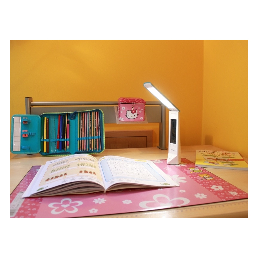 LED Multifunkční stolní lampa DAISY LED/1,6W/USB bílo-růžová
