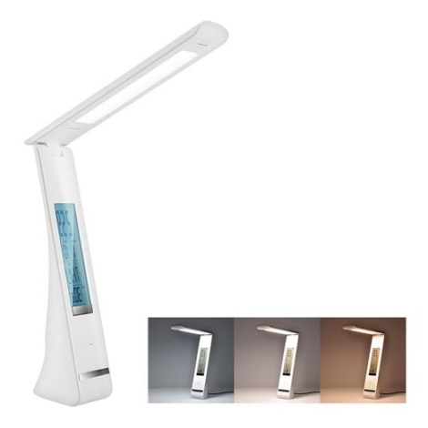 LED Multifunkční stmívatelná stolní lampa s displejem LED/5W/USB 1200 mAh bílá