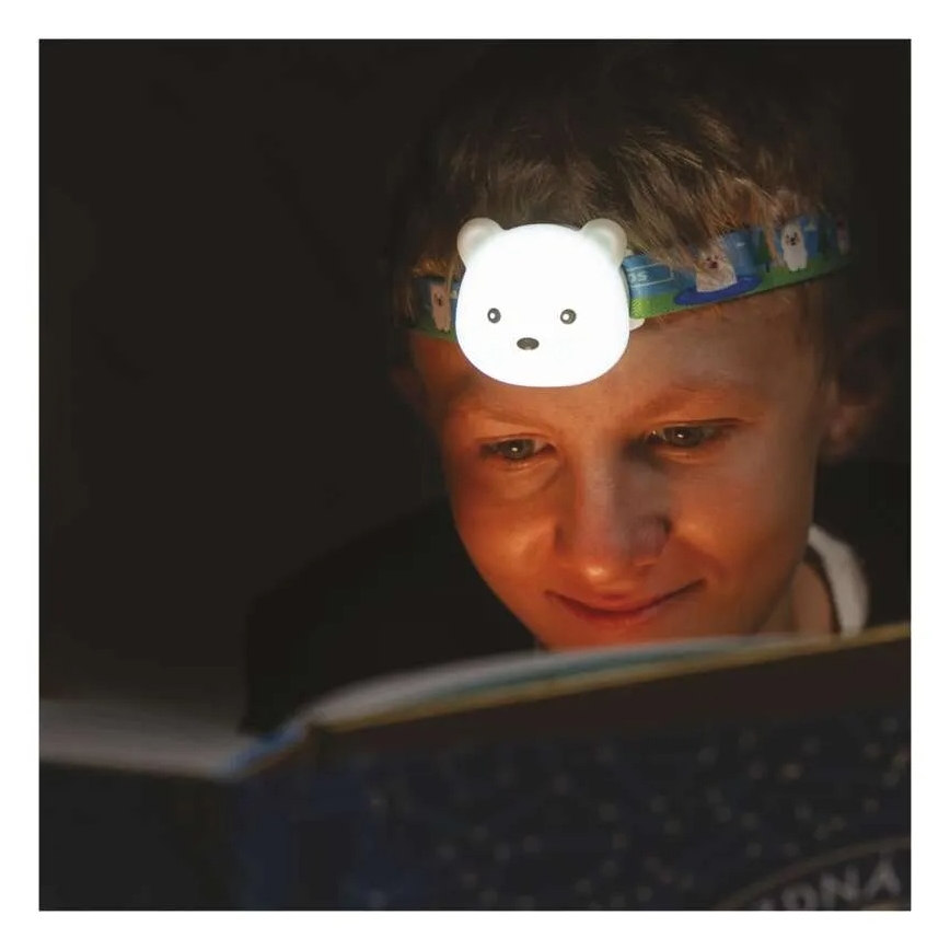LED Nabíjecí čelovka LED/USB 500 mAh medvěd