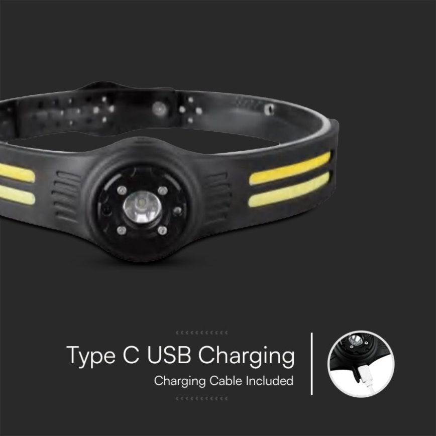 LED Nabíjecí čelovka s červeným světlem USB LED/3W/5V IP43 470 lm 5 h 650 mAh