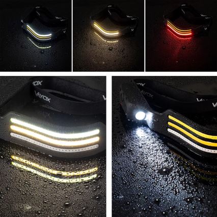 LED Stmívatelná nabíjecí čelovka se senzorem a červeným světlem 4xLED/5V IP44 300 lm 1200 mAh