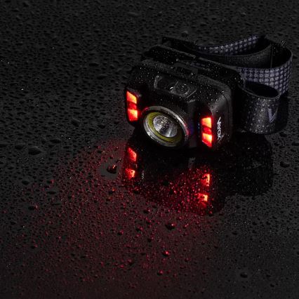 LED Stmívatelná nabíjecí čelovka se senzorem a červeným světlem LED/15W/5V IP66 430 lm 1800 mAh