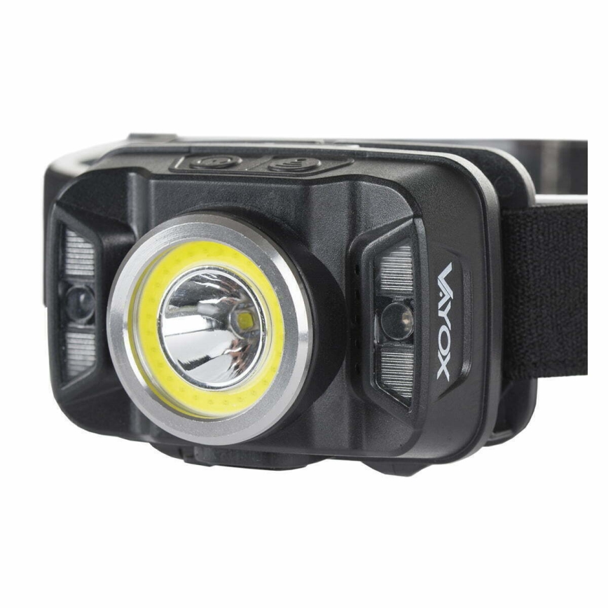 LED Stmívatelná nabíjecí čelovka se senzorem a červeným světlem LED/15W/5V IP66 430 lm 1800 mAh