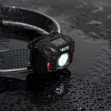 LED Stmívatelná nabíjecí čelovka se senzorem a červeným světlem LED/3W/5V IP66 100 lm 1200 mAh