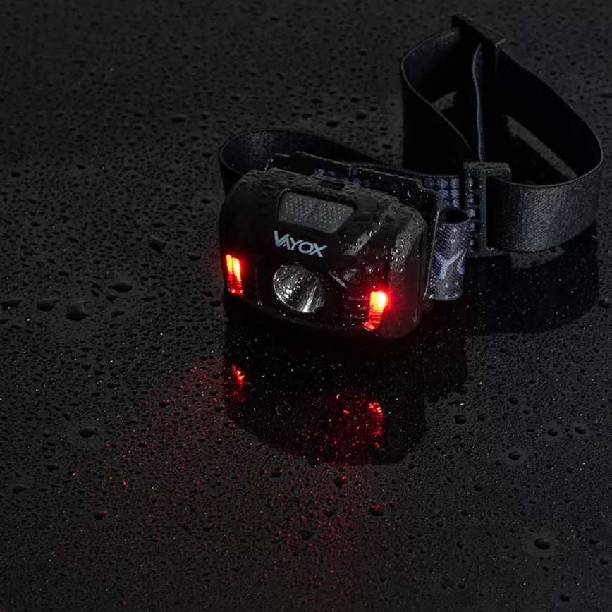LED Stmívatelná nabíjecí čelovka se senzorem a červeným světlem LED/3W/5V IP66 100 lm 1200 mAh