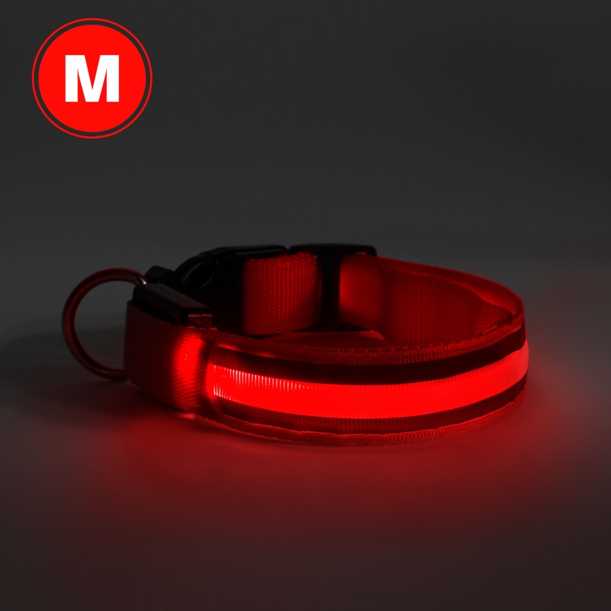 LED Nabíjecí obojek 40-48 cm 1xCR2032/5V/40 mAh červená