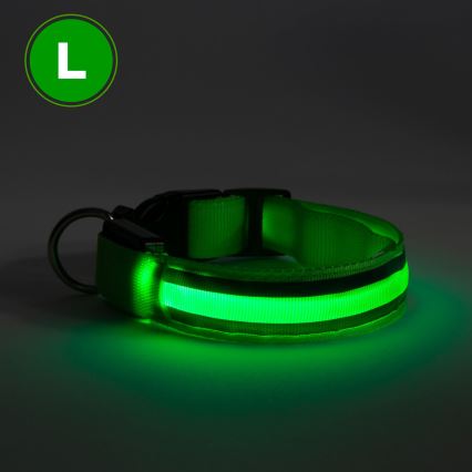 LED Nabíjecí obojek 45-52 cm 1xCR2032/5V/40 mAh zelená