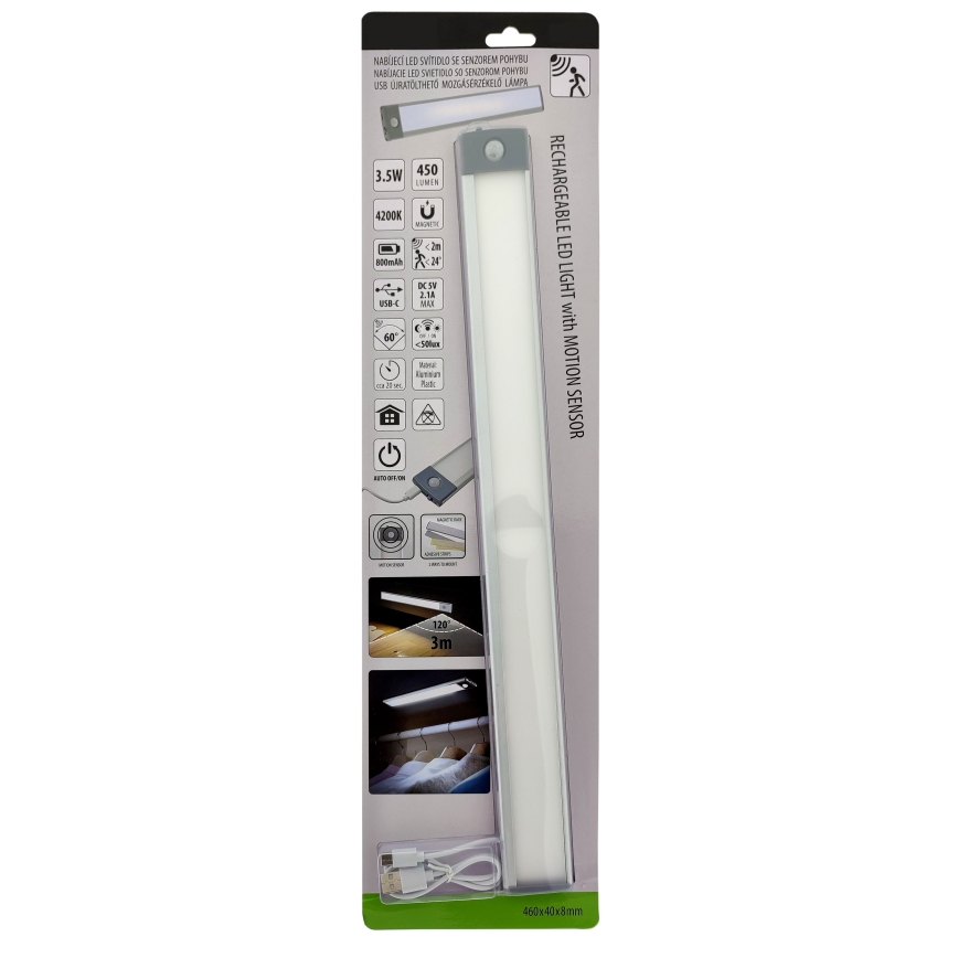 LED Nabíjecí osvětlení nábytku se senzorem LED/3,5W/5V USB 800 mAh 4200K 46 cm