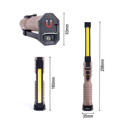 LED Stmívatelná nabíjecí pracovní svítilna s funkcí powerbanky LED/4W/5V IPX4 600 lm 2000 mAh